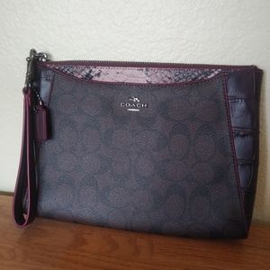 Coach Signature Large Brown Wristlet